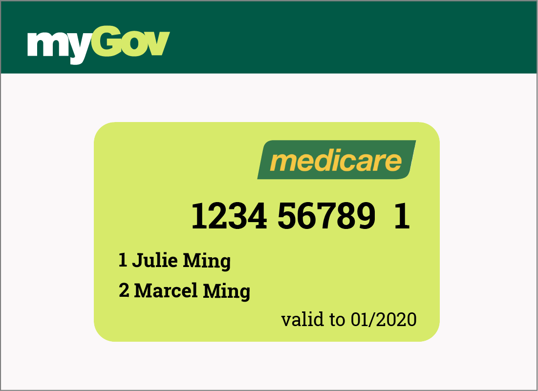 My Gov Medicare example card