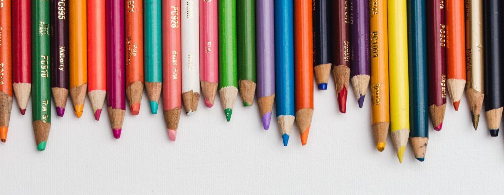 Coloured pencils lined up