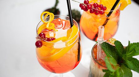 Mocktails with fruit and straws